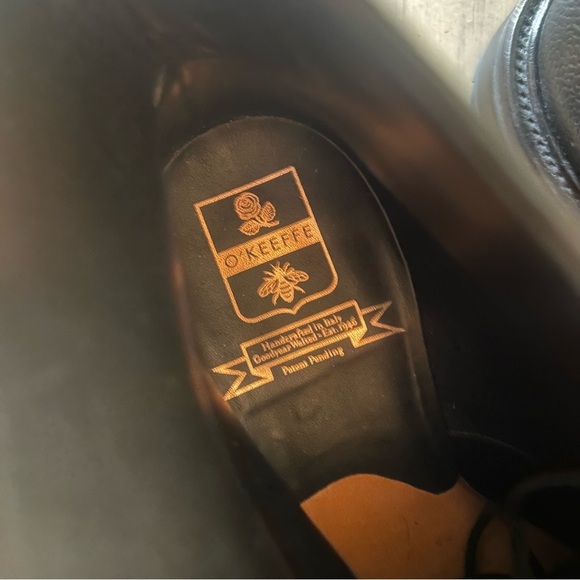 O’Keeffe Black Pebble Leather Lace Up Boots Handcrafted Italy Size UK 9 US 10 - Picture 9 of 9